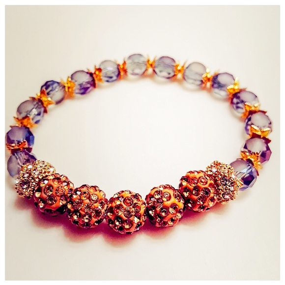 Pale Blue and Gold Sparkle Bracelet - Picture 1 of 2